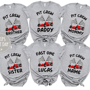 Fast One Pit Crew Birthday Shirt, Personalized Car Race Birthday Tee, Birthday Boy Shirt, First Family Party, Birthday Party, 1st Birthday