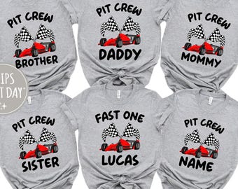 Fast One Pit Crew Birthday Shirt, Personalized Car Race Birthday Tee, Birthday Boy Shirt, First Family Party, Birthday Party, 1st Birthday