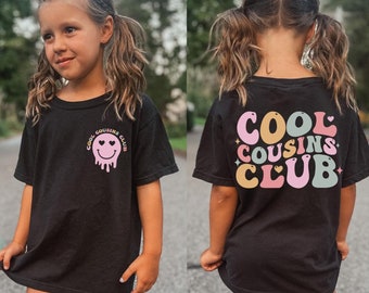 Cool Cousins Club Toddler T-Shirt, Retro Cousin Matching Shirt, Cute Smiley Face Cousins Tee, Colorful Cousins Club Shirt for Kids