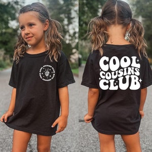 Cool Cousins Club Black T-Shirt, Kids Cousins Graphic Tee, Family Reunion Outfit, Retro Style Shirt, Cousin Crew Kids Shirt, Cousin Crew