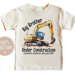 Personalized Big Brother Shirt, Construction Big Brother T-Shirt, Future Big Brother Gift, Big Bro Toddler Tee, Pregnancy Announcement