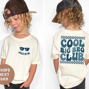 Benutzerdefinierte coole Big Bro Club Shirt, personalisierte Big Bro Kleinkind T-Shirt, Baby Ankündigung Geschenk, Trendy Big Bro Era T-Shirt mit Namen