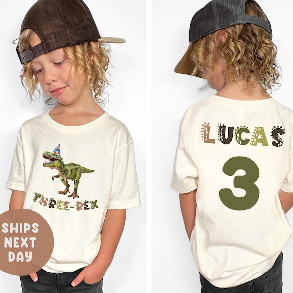 Personalized Dinosaur Birthday Shirt, Custom Age Birthday Shirt, 3rd Birthday Shirt, Dinosaur Birthday Party, Boy Dinosaur Shirt, Party Tee