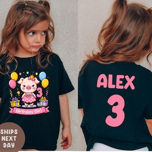Personalized Pig Birthday Shirt, Girl Birthday Shirt, Custom Birthday Shirt, Name and Age Birthday Shirt, Toddler Cute Pig Shirt, Bday Party