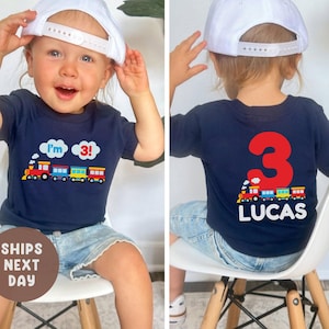 Personalized Train Birthday Shirt, 3th Birthday Shirt, Custom Age & Name Birthday Shirt, Train Boy Shirt, Matching Birthday Shirt