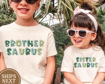 BrotherSaurus / SisterSaurus Shirts, Dinosaurier-Geburtstags-Shirts, passende Familie, passendes Outfit, Mama und ich Familien-T-Shirts, Mama-Vater-Dino-T-Shirts