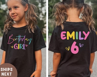 Personalized Birthday Girl Shirt, Custom Girls Birthday Shirt, Retro Birthday Girl Shirt, 6th Birthday T-Shirt, Custom Birthday Party Shirt