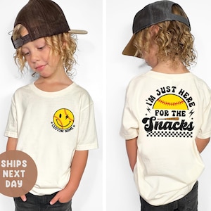 Custom Baseball Shirt, I’m Just Here for the Snacks, Baseball Sister Shirt, Baseball Season Tee, Retro Kids Baseball Shirt, Youth Shirt