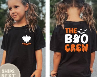 Personalized The Boo Crew Halloween Shirt, Custom Kids Ghost Tee with Name, Cute Toddler Spooky Season Shirt, Fall Trick or Treat Shirt