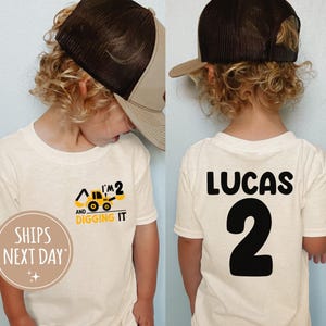 Gepersonaliseerde verjaardagsshirt, aangepast shirt bouwtruck, shirt Graven, aangepast verjaardagsshirt, T-shirt 2e verjaardag, verjaardagsoutfit