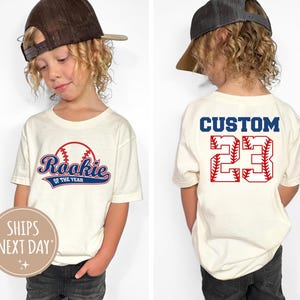 Custom Rookie Of The Year 1st Birthday Shirt, Custom Name & Number Kids Shirt, Matching Family Baseball Shirt, Mama, Dada of the Rookie Tee