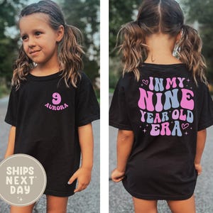 Personalized In My Nine Year Old Era Shirt, 9th Birthday Girl Shirt, Retro Birthday Shirt, Toddler Party Shirt, Cute Girls Gift Shirt