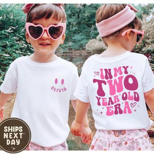 Personalized In My Two Year Old Era Shirt, 2nd Birthday Girl Shirt, Retro Toddler Birthday Tee, Cute Party Shirt, Toddler Birthday Shirt