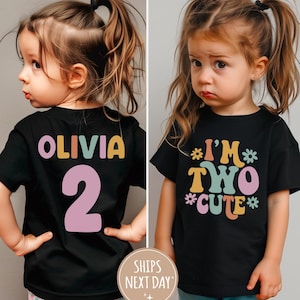 2つのかわいいシャツ、2歳の誕生日のシャツ、2歳の誕生日のプレゼント、かわいい誕生日の女の子の幼児用シャツ、2歳の誕生日パーティーのシャツ、素敵な誕生日の女の子