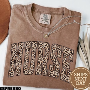 Comfort Colors® Nurse Leopard Shirt, Nurse Shirt, RN Shirt, Nursing School Shirt, Nurse Graduation Gift, Registered Nurse Shirt, Nurse Tee
