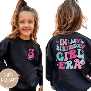 Custom Birthday Girl Sweatshirt, Kids Birthday Sweater, Retro Birthday Girl Gift, Birthday Party Sweatshirt, Gift for Girl, Birthday Gift