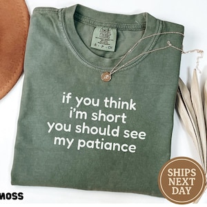 Comfort Colors® Wenn Sie denken, ich bin klein, sollten Sie meine Patience sehen Shirt, lustiges Humor Shirt, sarkastisches Shirt, Sarkasmus Shirt, lustiges Zitat Tee