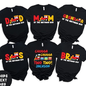 Personalized Age and Name Train Birthday Shirt, Matching Family Birthday Shirt, Boys Birthday Shirt, Chugga Chugga Birthday Shirt, Two Two