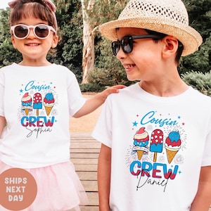 Custom 4th of July Cousin Crew Shirt, Red White Blue Kids Tee, Matching Cousin Shirts, American Kids Shirts Gift, Independence Day Shirt