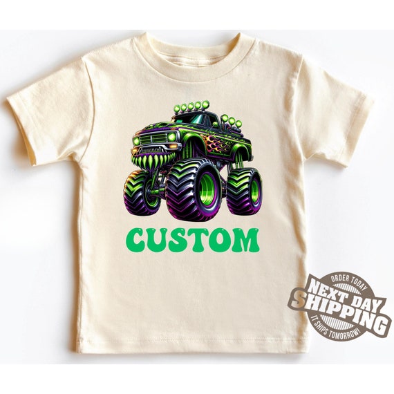 Monster Truck T-Shirt With Black Text For Adults And Kids Monster Truck T-Shirt With Black Text For Adults And Kids