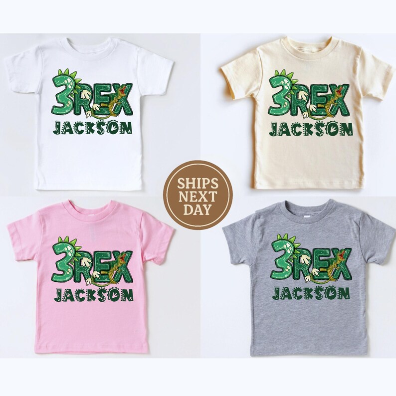 Custom 3 Rex Dinosaur Birthday Shirt, Dinosaur Boy Shirt, Dinosaur ...