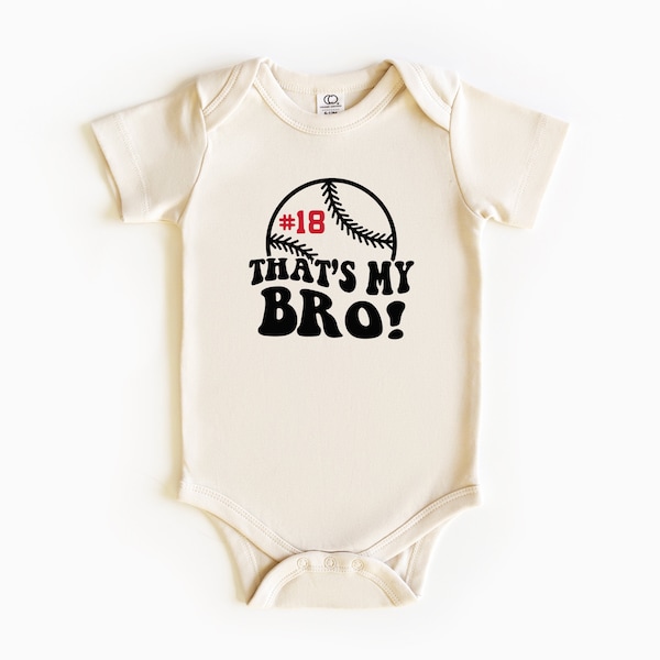 That's My Bro, Custom Player Number Onesie®, Retro Baseball Bodysuit, Baseball Baby Toddler Shirt, Fan Baby Baseball Onesie®