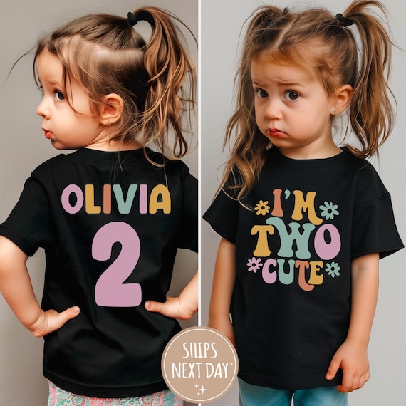 Two Cute Shirt, 2nd birthday shirt, Second Birthday Gift, Cute Birthday Girl Toddler Shirt, 2nd Birthday Party Shirt, Groovy Birthday Girl