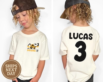 Custom Birthday Shirt, Personalized Construction Truck Shirt, Custom Birthday Shirt, 3th Birthday Tee, Birthday Truck Tee, Digging It Shirt