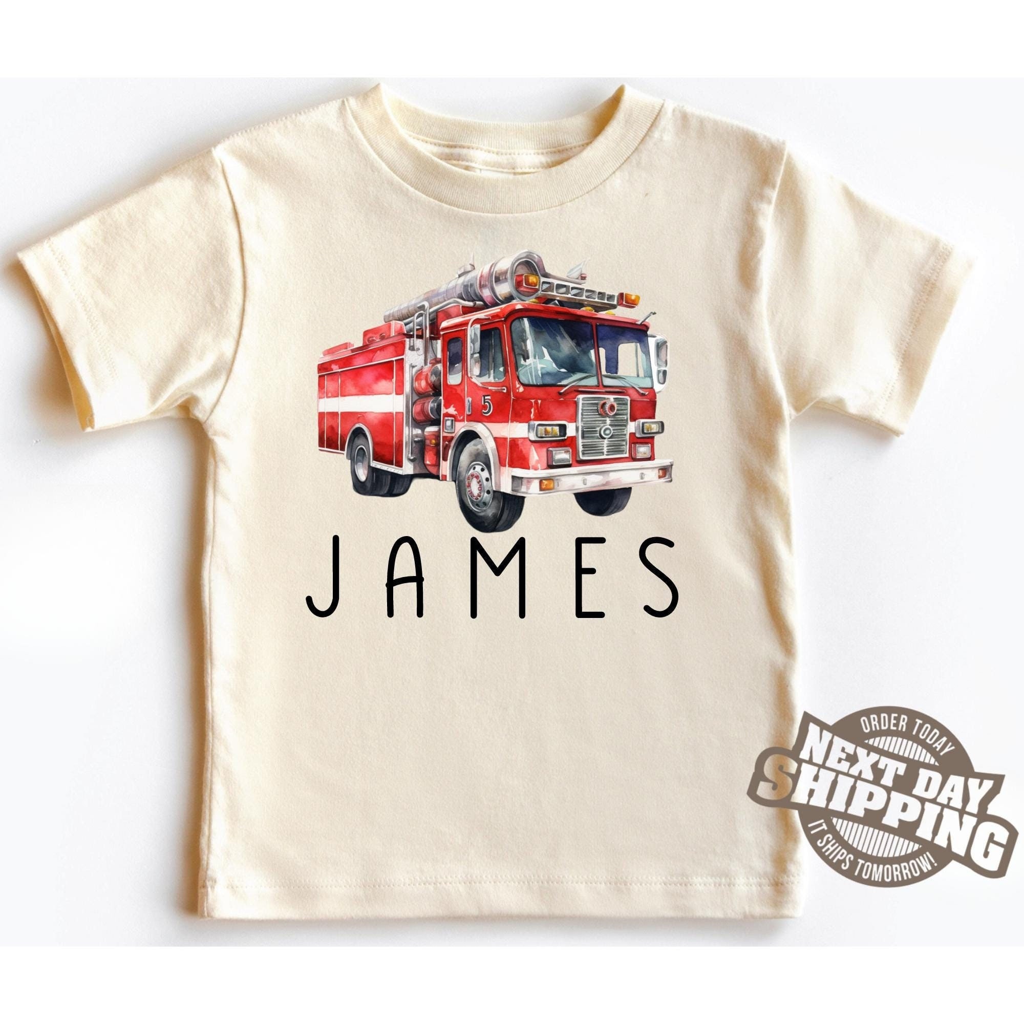 Personalized Fire Truck Toddler Shirt, Fire Truck Kid Name Shirt, Firemen Dad Kid Shirt, Fire Truck Birthday Party, Toddler Boy Birthday Tee, image size:2000x2000