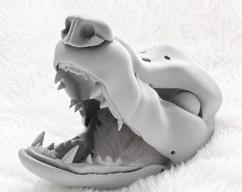 Fursuit head base / Realistic Fox / Wolf / 3D Printed / Jaw Hinge / removable parts *see description!*
