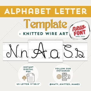 NIEUW lettertype alfabet briefsjabloon gebreide draad kunst/Tricotin digitale DOWNLOAD-Plantillas Tricotin afbeelding 1