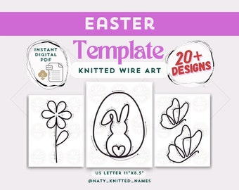 20+ Easter Template - Knitted Wire Art/Tricotin - DIGITAL DOWNLOAD - 20+ Designs - Plantillas Tricotin