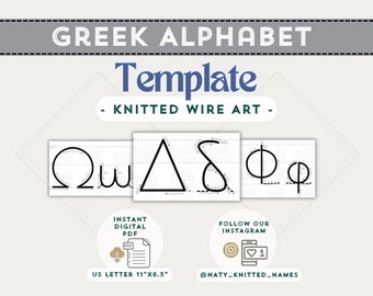 GREEK Alphabet Template - Knitted Wire Art/Tricotin - DIGITAL DOWNLOAD -
