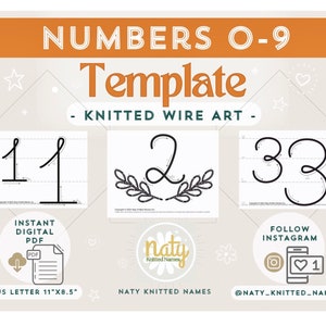 Numbers Template + Baby Monthly Milestone BUNDLE- Knitted Wire Art/Tricotin - DIGITAL DOWNLOAD - Plantillas Tricotin