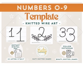 Numbers Template + Baby Monthly Milestone BUNDLE- Knitted Wire Art/Tricotin - DIGITAL DOWNLOAD - Plantillas Tricotin