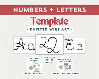 BUNDLE: Alphabet Letter Template + Numbers Template - Knitted Wire Art/Tricotin - DIGITAL DOWNLOAD - Plantillas Tricotin