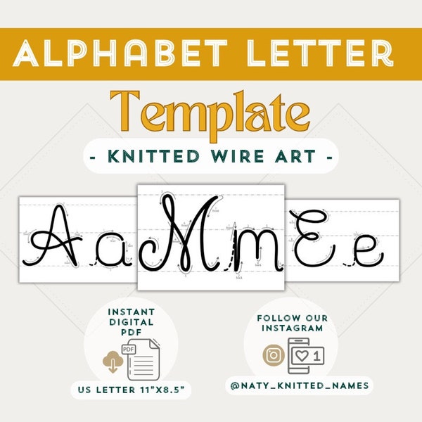 Modello di lettera dell'alfabeto - Arte del filo lavorato a maglia/Tricotin - DOWNLOAD DIGITALE - Plantillas Tricotin