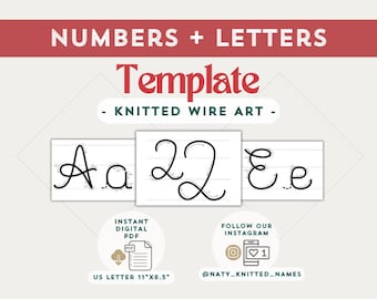 PAQUETE: Plantilla de letras del alfabeto + Plantilla de números - Arte de alambre tejido/Tricotin - DESCARGA DIGITAL - Plantillas Tricotin