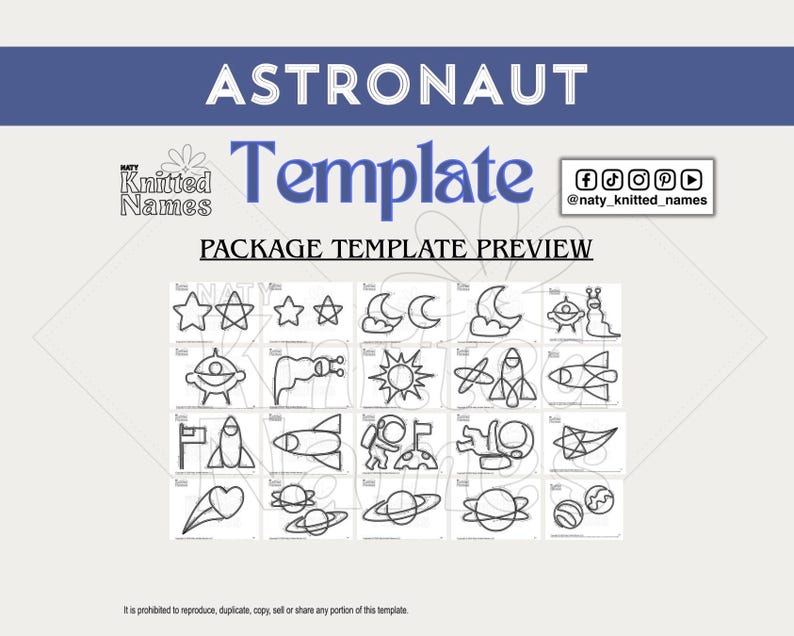 Astronaut Galaxy Template - Knitted Wire Art/Tricotin - DIGITAL DOWNLOAD - Plantillas Tricotin image 4