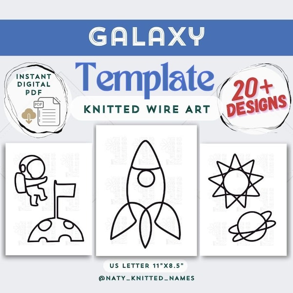 20+ Galaxy Stars Template - Knitted Wire Art/Tricotin - DIGITAL DOWNLOAD - 20+ Designs - Plantillas Tricotin