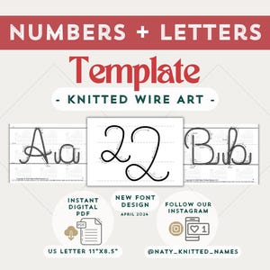 LOT : modèle de lettre de l'alphabet + modèle de chiffres - fil tricoté art/tricotin - TÉLÉCHARGEMENT NUMÉRIQUE - Plantillas tricotin