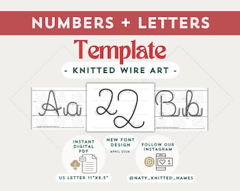 PAQUETE: Plantilla de letras del alfabeto + Plantilla de números - Arte de alambre tejido/Tricotin - DESCARGA DIGITAL - Plantillas Tricotin