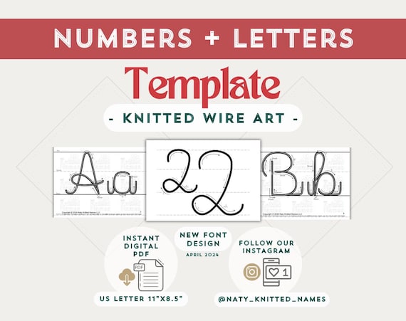 BUNDLE: Alphabet Letter Template + Numbers Template - Knitted Wire Art/Tricotin - DIGITAL DOWNLOAD - Plantillas Tricotin