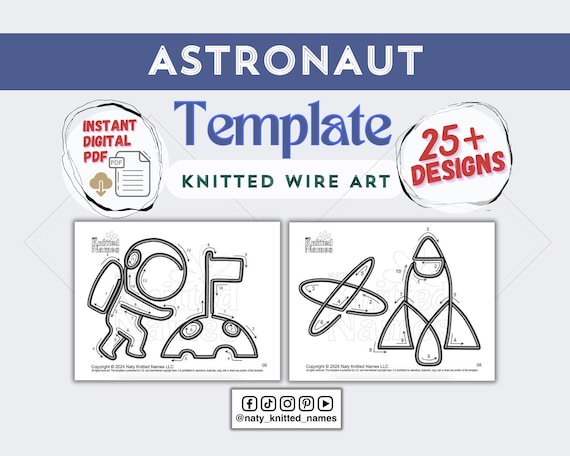 Astronaut Galaxy Template - Knitted Wire Art/Tricotin - DIGITAL DOWNLOAD - Plantillas Tricotin