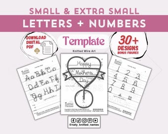 Small + XS Font Alphabet Letter Template - Knitted Wire Art/Tricotin - DIGITAL DOWNLOAD-  Plantillas Tricotin