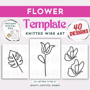 40 modelli di fiori - Knitted Wire Art/Tricotin - DOWNLOAD DIGITALE - 20+ modelli - Plantillas Tricotin