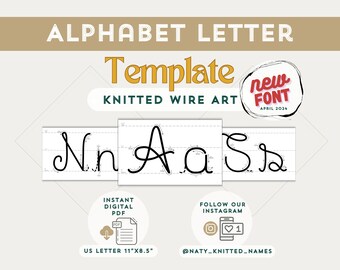 Alphabet Letter Template - Knitted Wire Art/Tricotin - DIGITAL DOWNLOAD - Plantillas Tricotin