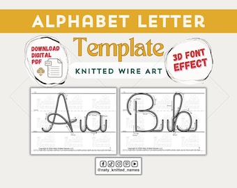NUEVA plantilla de letras del alfabeto de fuente - Arte de alambre tejido/Tricotin - DESCARGA DIGITAL- Plantillas Tricotin
