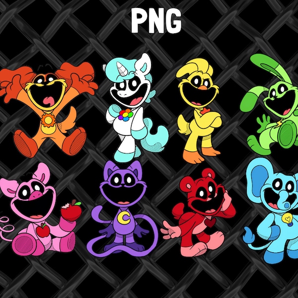 Smilling Critters PNG Pack | Poppy Play Time | DogDay | Bubba | Hoppy | Print | Bearhug | Digital Dowmload | Gift