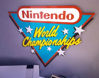 Nintendo World Championships Engraved Sign – Retro Gaming Wall Art